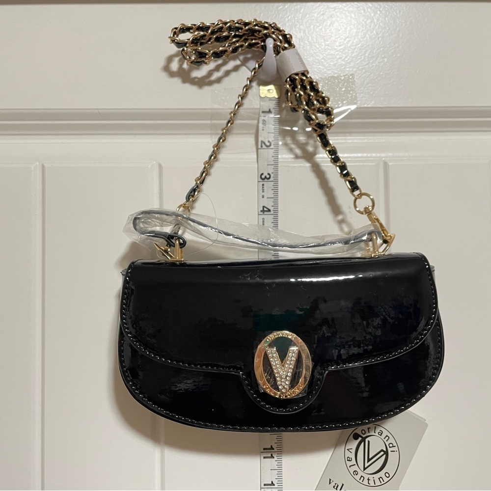 Valentino Black Patent Leather Shoulder Bag